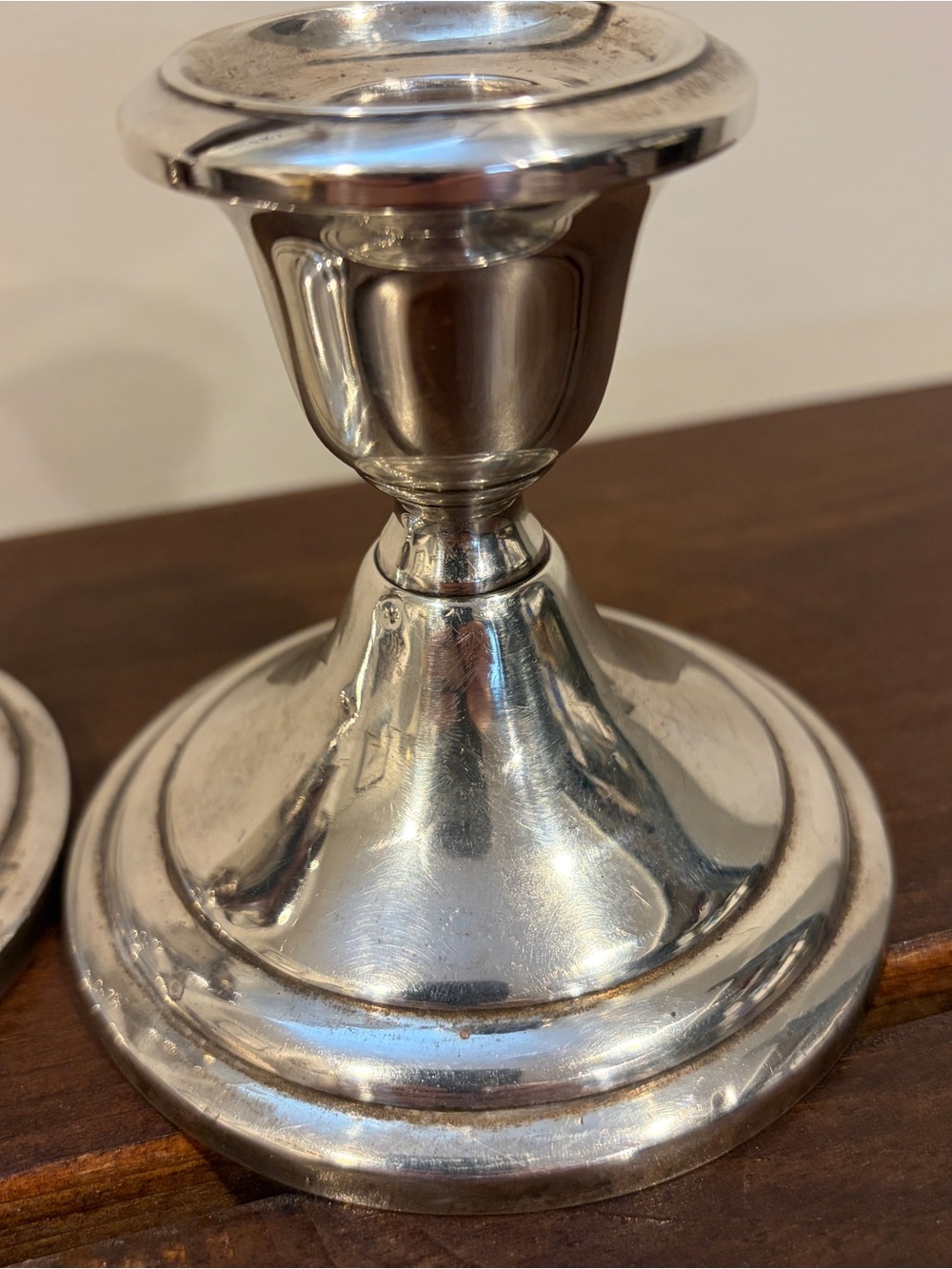 Set of 2 Vintage Sterling Silver Weighted Candlestick Holders - Picture 4 of 11